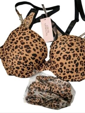 Victoria's Secret Leopard Print Push-Up Bra And Panties